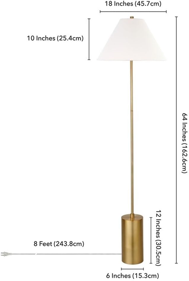 Somerset Candeeiro de chão de 162 cm de altura com sombra de tecido em bronze enegrecido/branco