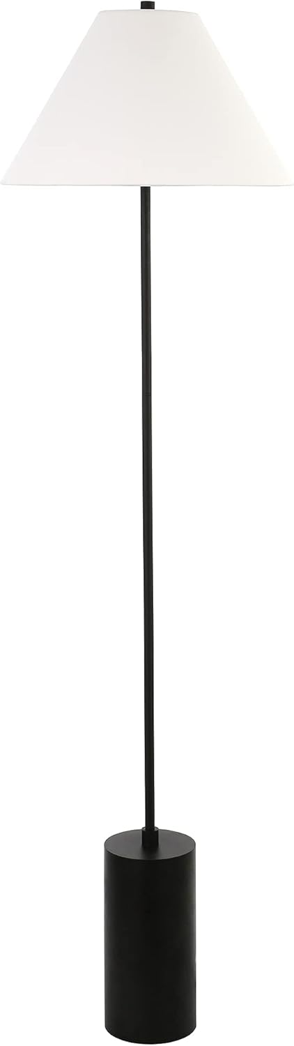 Somerset Candeeiro de chão de 162 cm de altura com sombra de tecido em bronze enegrecido/branco