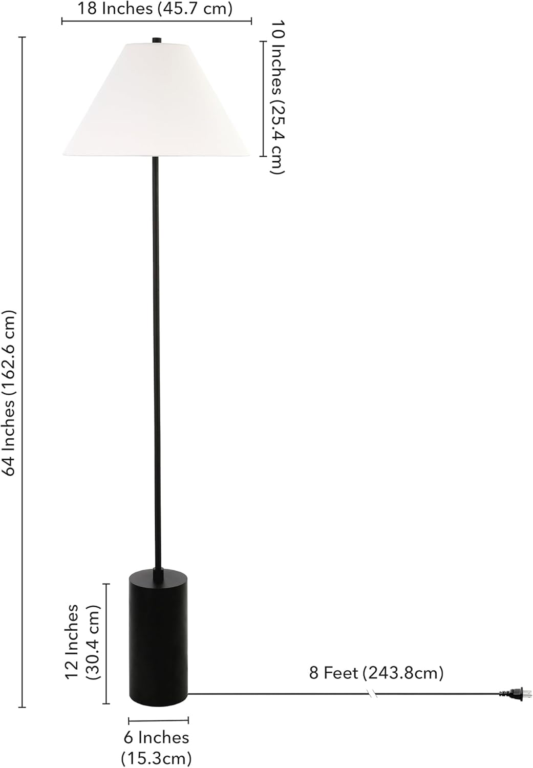 Somerset Candeeiro de chão de 162 cm de altura com sombra de tecido em bronze enegrecido/branco